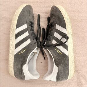 Adidas Gazelle Charcoal and White Shoes